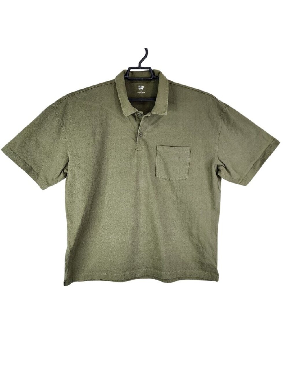 Mens GAP Olive Green Heavyweight Polo Shirt Short Sleeve Front Pocket Size XL